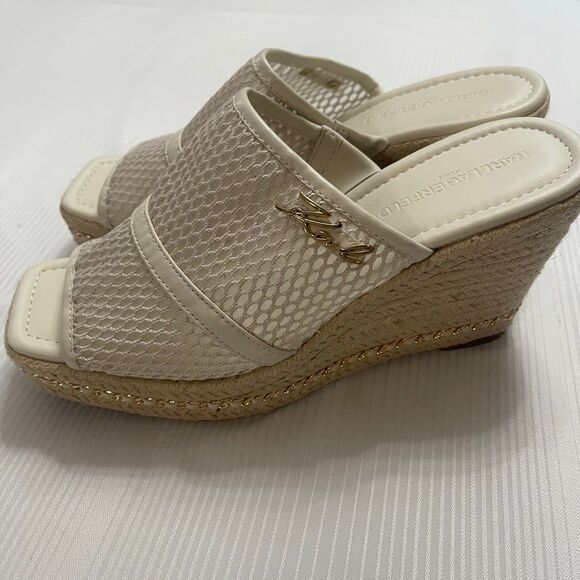 Karl Lagerfeld Paris Corissa Slip On Espadrille Wedge Sandals Heels Sz 8.5 8 1/2 - Picture 1 of 10